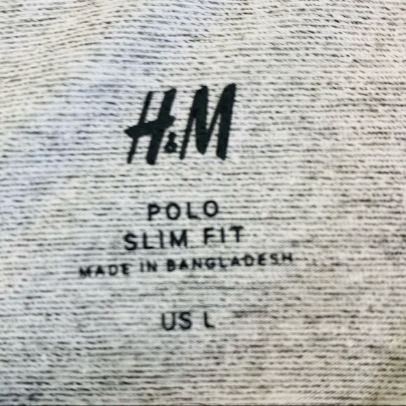 H&M slim fit gray polo size large - Picture 6 of 7